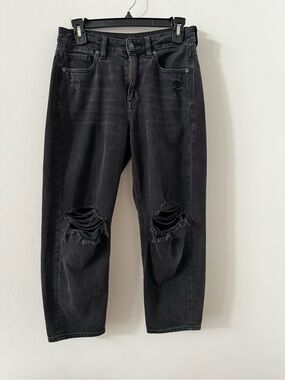 American Eagle Outfitters Black Straight Leg Distressed Jeans